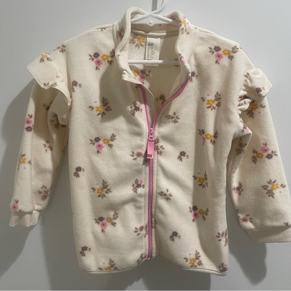H&M Cream Floral Kids Jacket with Pink Accents